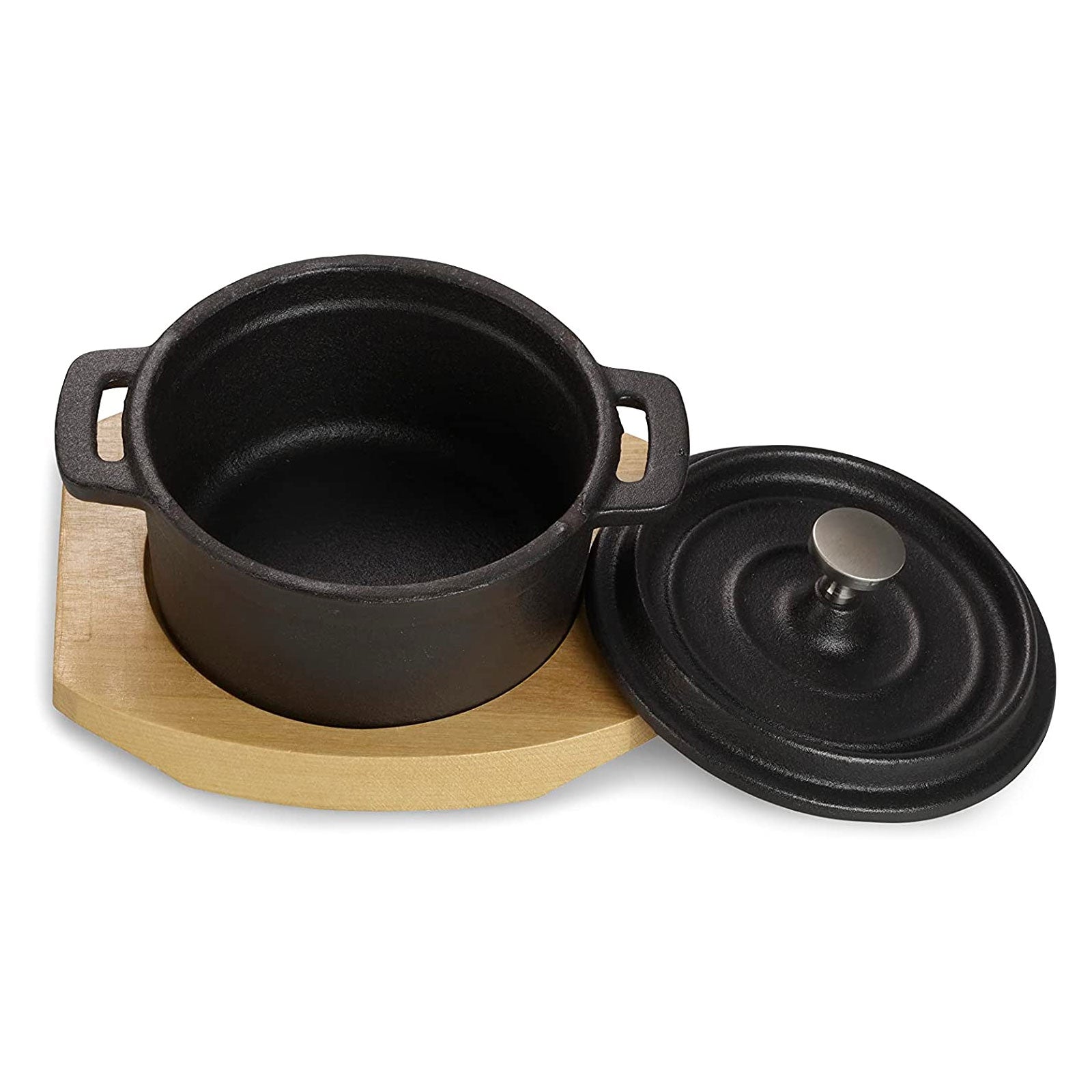 ECHTWERK Kochtopf Set aus Gusseisen 250 ml mit Servierbrett
