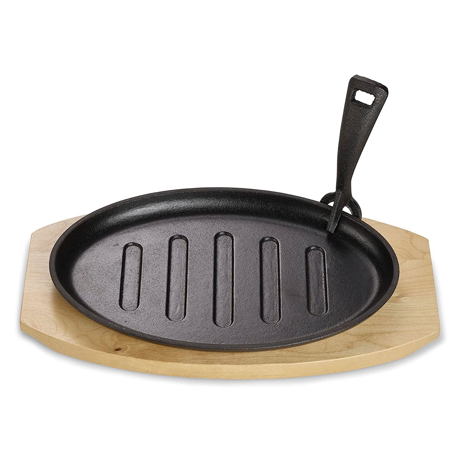 ECHTWERK Servierpfanne aus Gusseisen mit Grillstreifen und Servierbrett