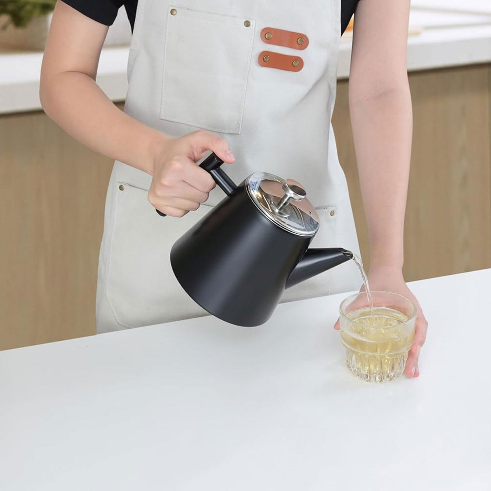ECHTWERK Doppelwandige Teekanne aus Edelstahl 1000 ml