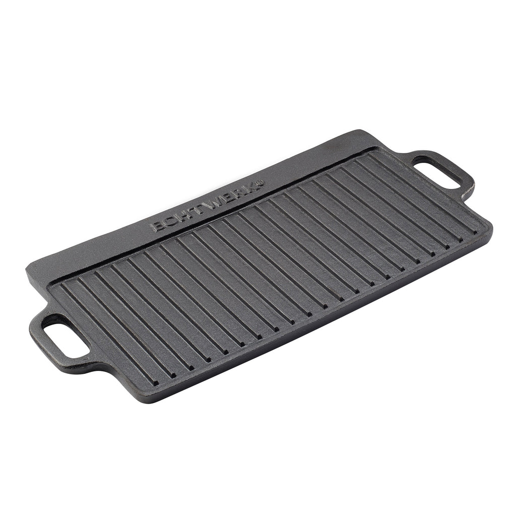 ECHTWERK Grillplatte Big 50,5 × 23 × 1,5 cm aus Gusseisen mit 2 Griffen und Emaille-Beschichtung