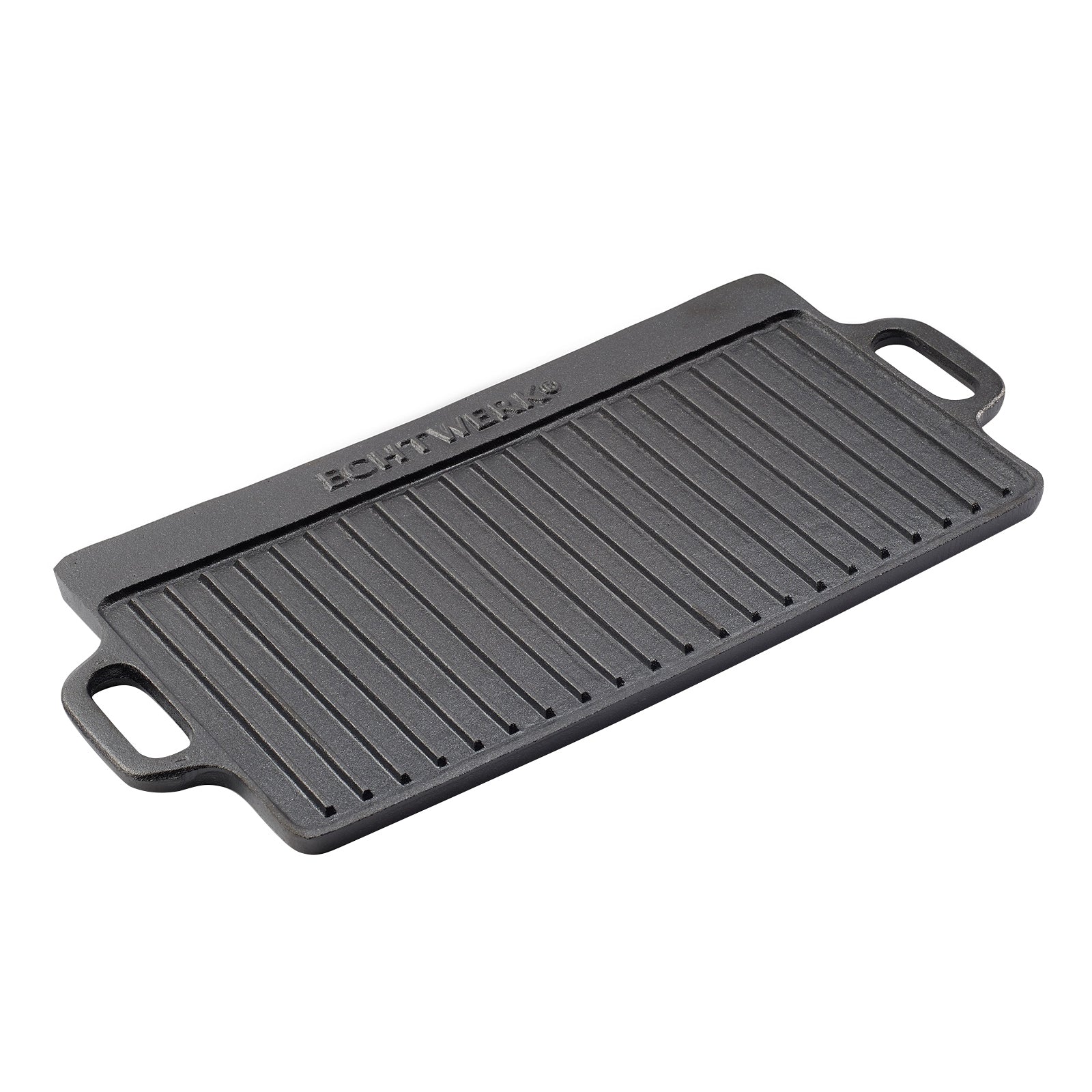 ECHTWERK Grillplatte Big 50,5 × 23 × 1,5 cm aus Gusseisen mit 2 Griffen und Emaille-Beschichtung