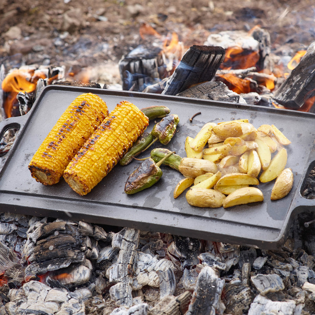ECHTWERK Grillplatte Small 45,5 x 23 x 1,5cm aus Gusseisen mit 2 Griffen und Emaille-Beschichtung
