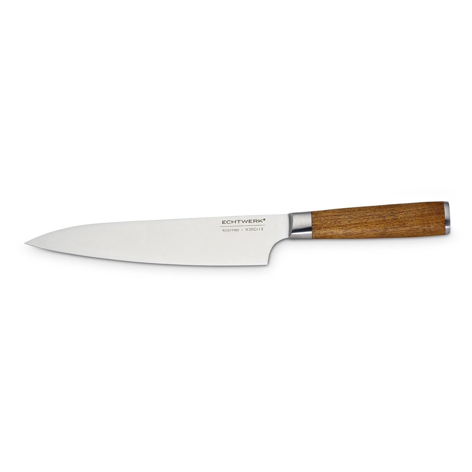 ECHTWERK 2-tlg. Küchen-Set: Schneidebrett aus Akazienholz mit integriertem Messerschärfer inkl. Kochmesser (20 cm) /