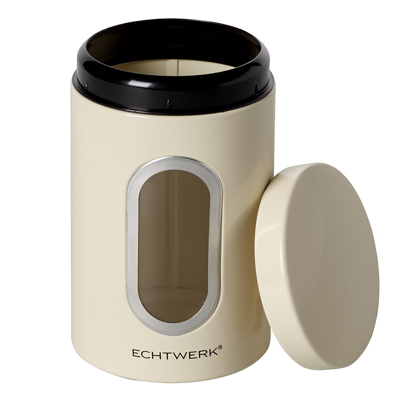ECHTWERK Stilvolle Vorratsdosen 2er Set-creme aus Metall mit Sichtfenstern