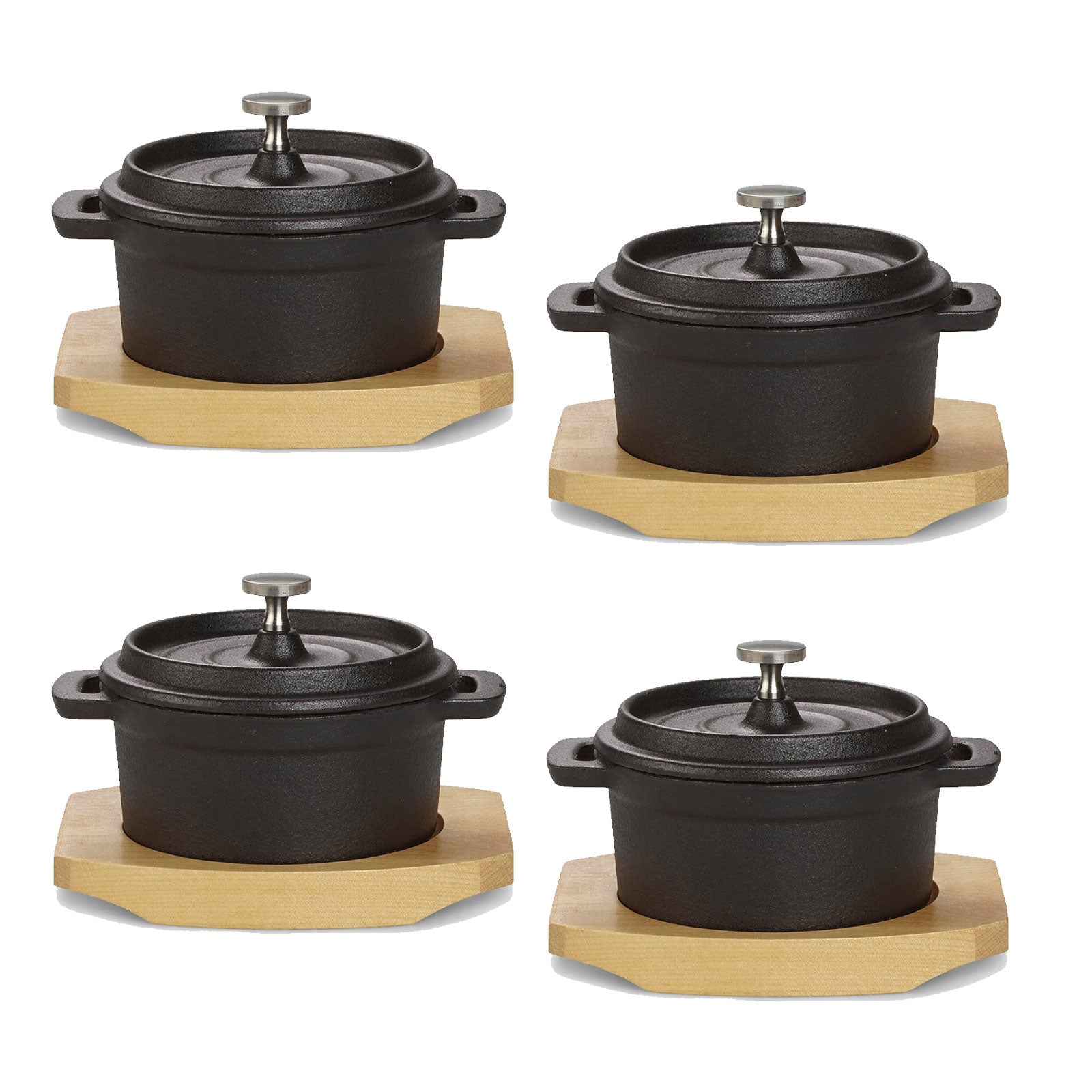 ECHTWERK Kochtopf Set aus Gusseisen 250 ml mit Servierbrett