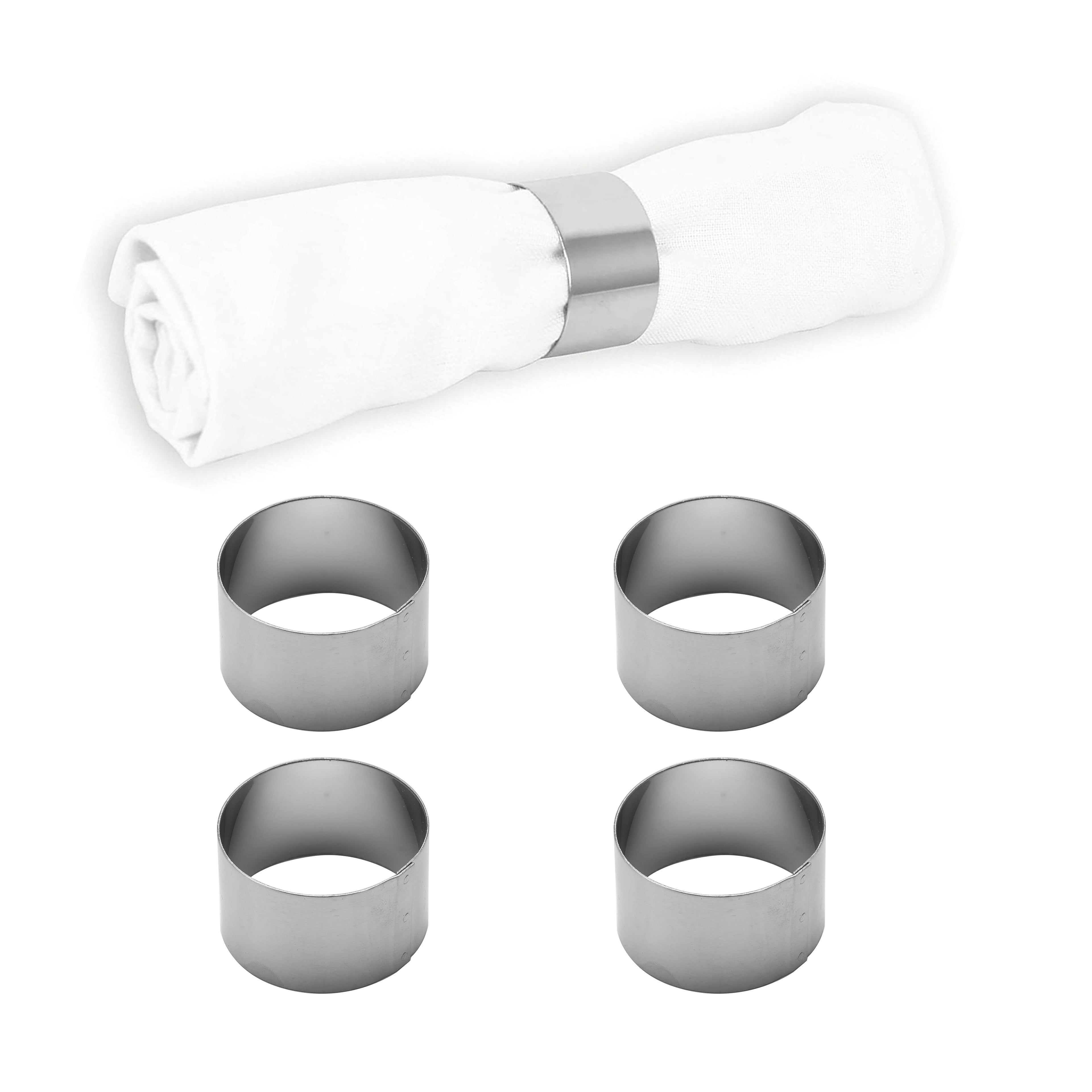 ECHTWERK Serviettenring-Set aus Edelstahl Silber
