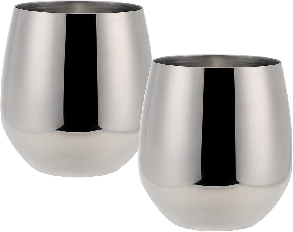ECHTWERK Weingläser 2-tlg Rotweingläser 500 ml Silber aus Edelstahl