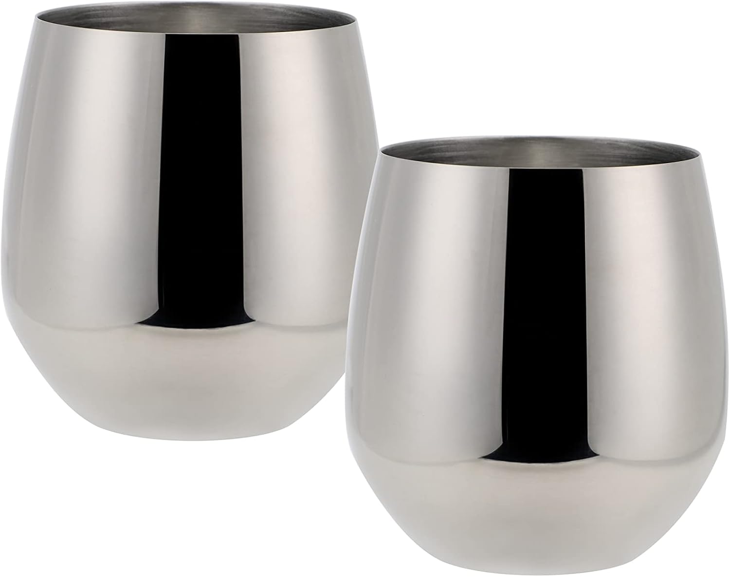 ECHTWERK Weingläser 2-tlg Rotweingläser 500 ml Silber aus Edelstahl