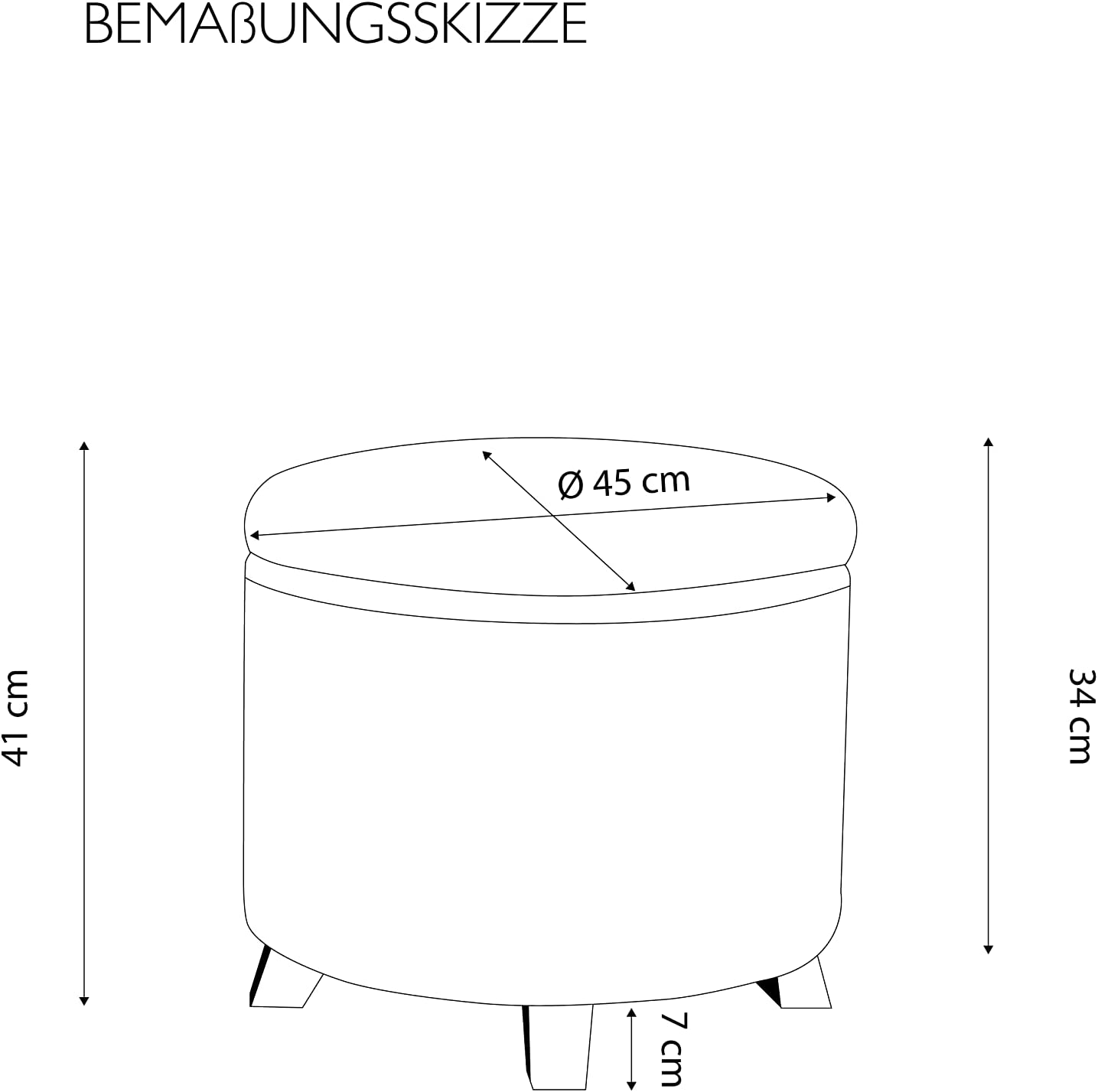 Sitzhocker “Mary“, Fußhocker mit Stauraum, Abnehmbarer Deckel