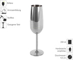 ECHTWERK Sektglas Champagnerglas Silber aus Edelstahl 250 ml