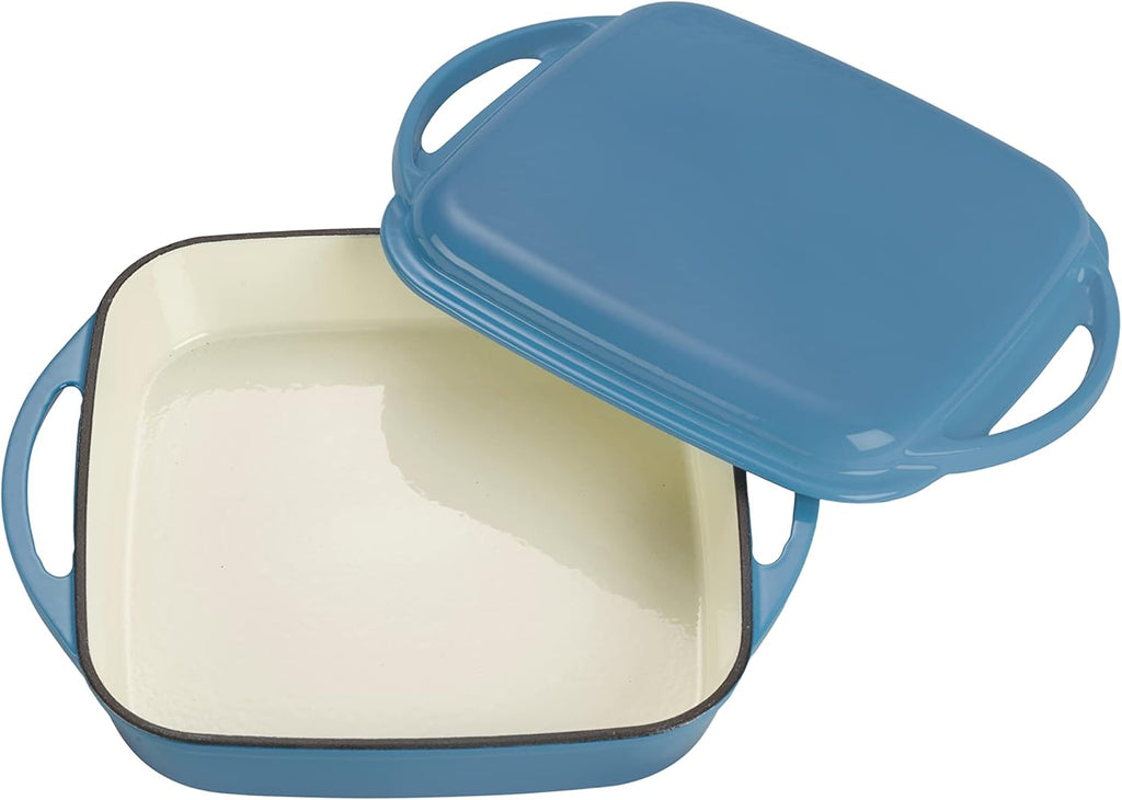ECHTWERK Universalbräter und Pfanne 2-in-1 Set Hellblau aus Gusseisen 1,5 L