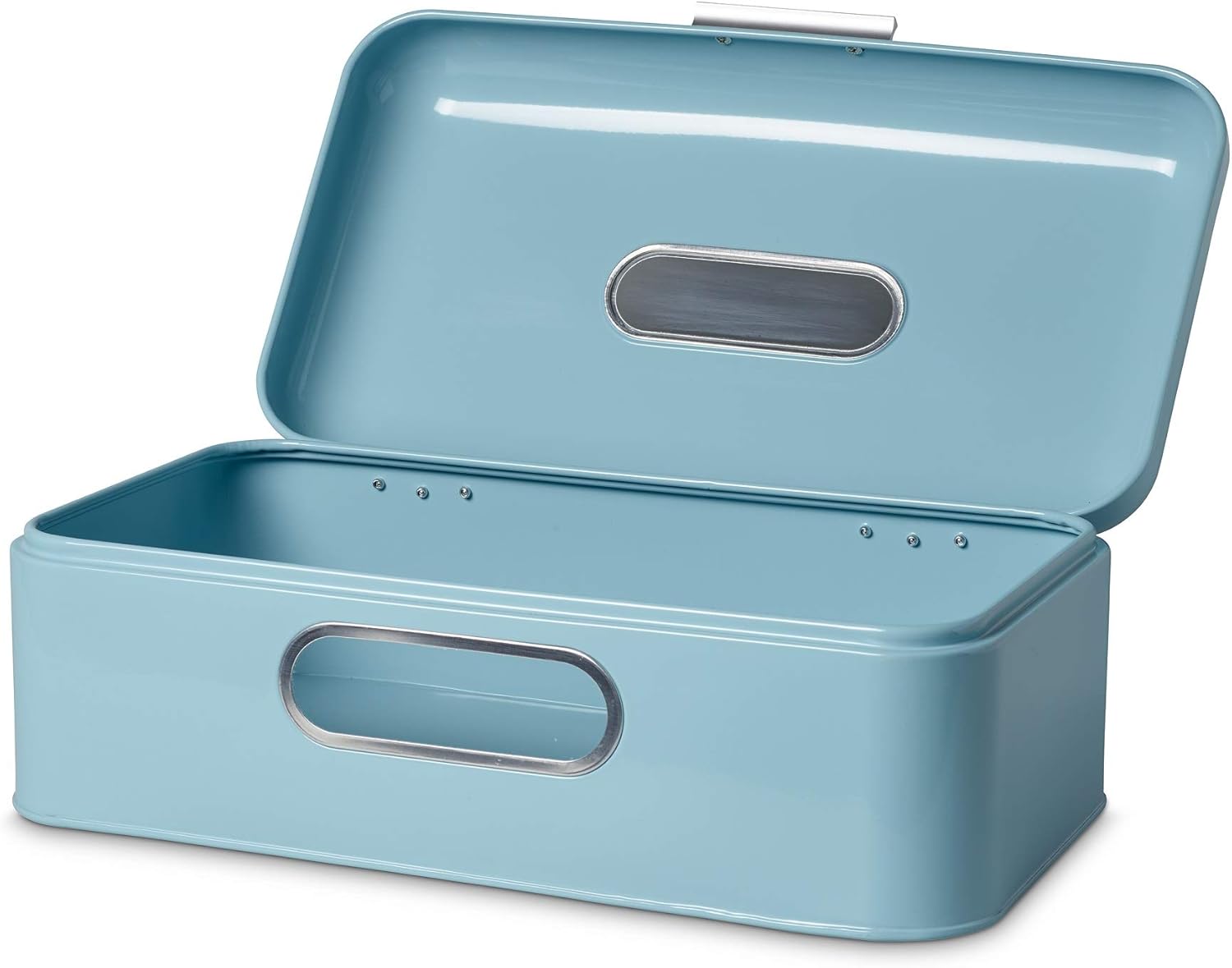 ECHTWERK Retro Brotkasten "Big" Hellblau aus Metall mit Sichtfenstern