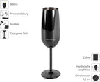 ECHTWERK Sektglas Champagnerglas Schwarz aus Edelstahl 250 ml