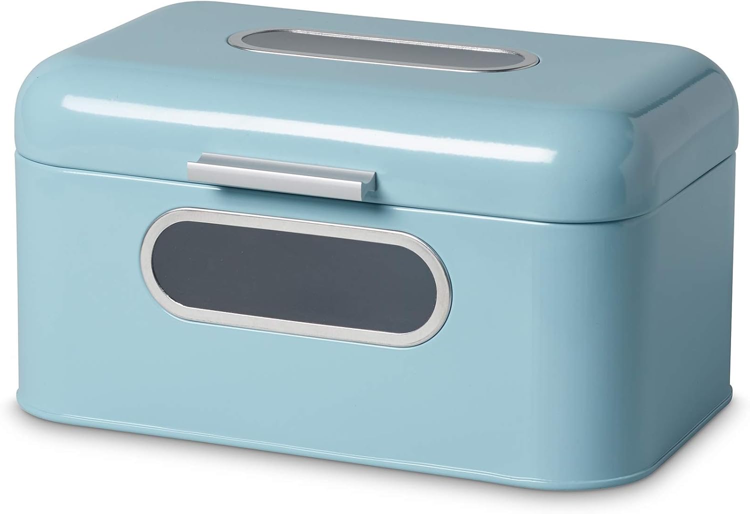 ECHTWERK Retro Brotkasten "Small" Hellblau aus Metall mit Sichtfenstern
