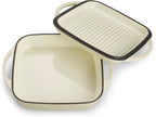 ECHTWERK Universalbräter und Pfanne 2-in-1 Set Creme aus Gusseisen 1,5 L