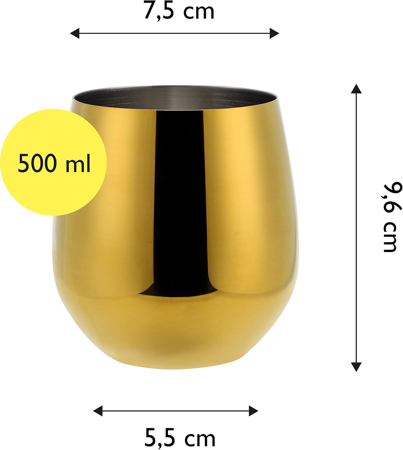 ECHTWERK Weingläser 2-tlg Rotweingläser 500 ml Gold aus Edelstahl