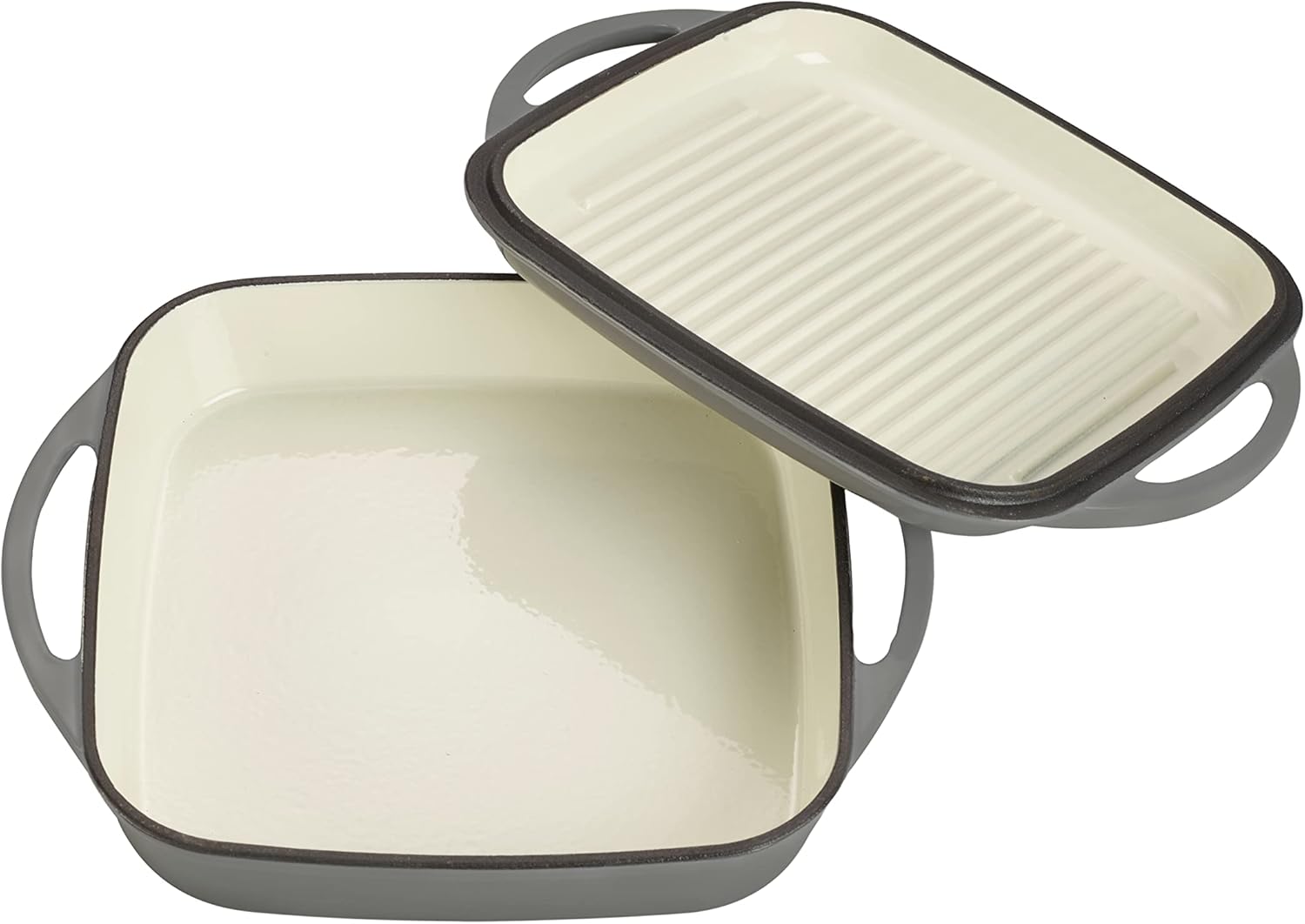 ECHTWERK Universalbräter und Pfanne 2-in-1 Set Grau aus Gusseisen 1,5 L