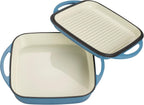 ECHTWERK Universalbräter und Pfanne 2-in-1 Set Hellblau aus Gusseisen 1,5 L