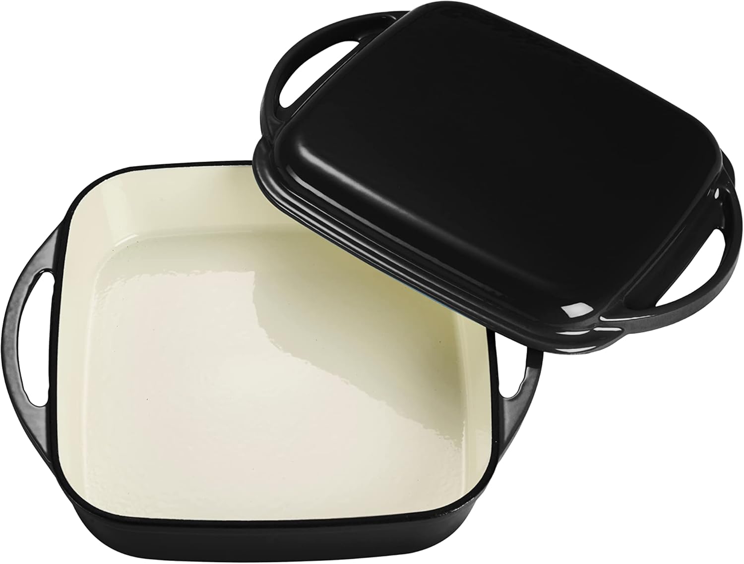 ECHTWERK Universalbräter und Pfanne 2-in-1 Set Schwarz aus Gusseisen 1,5 L