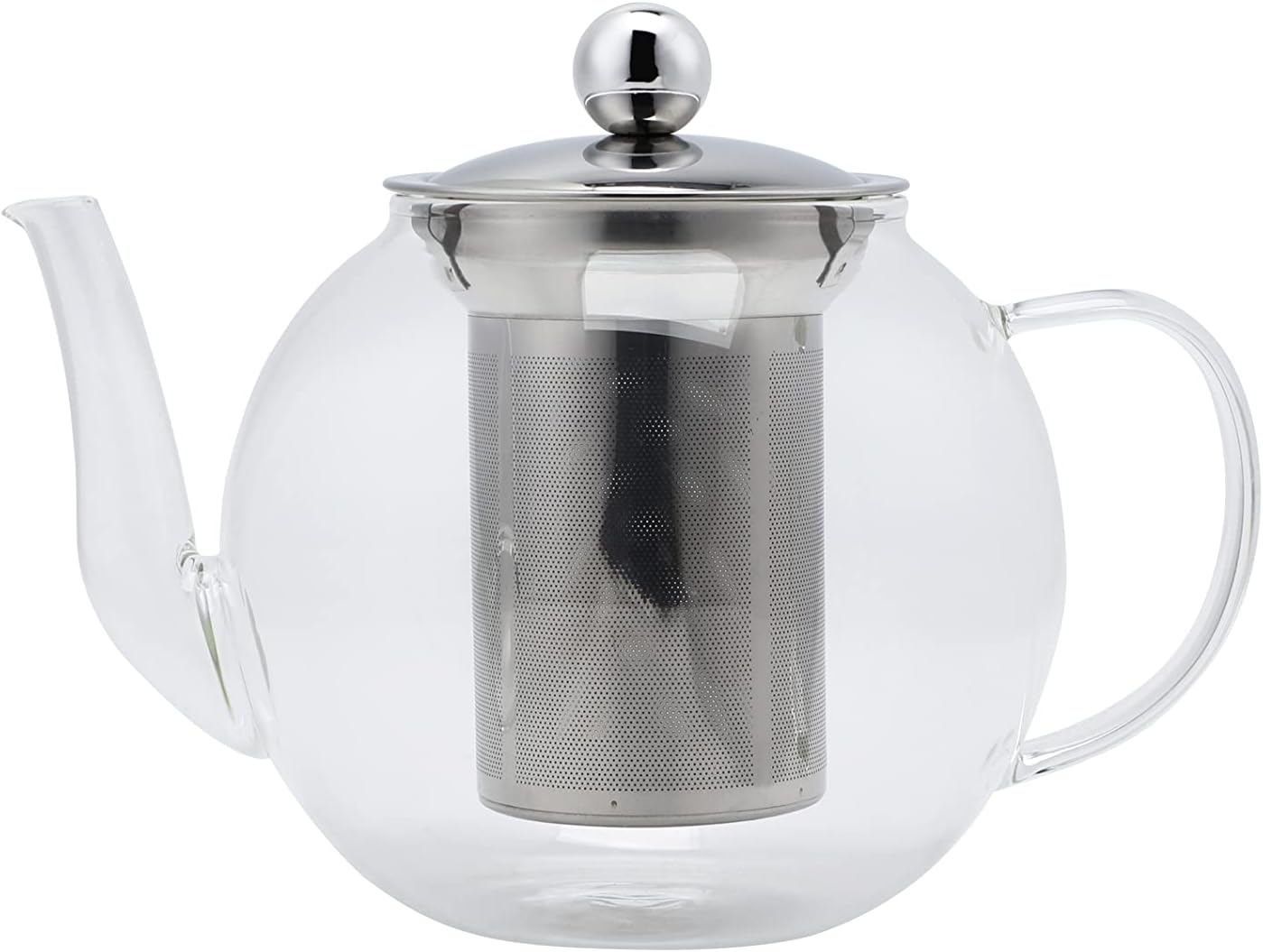 ECHTWERK Teekanne Teekocher aus Borosilikatglas Silber aus Edelstahl 1000 ml