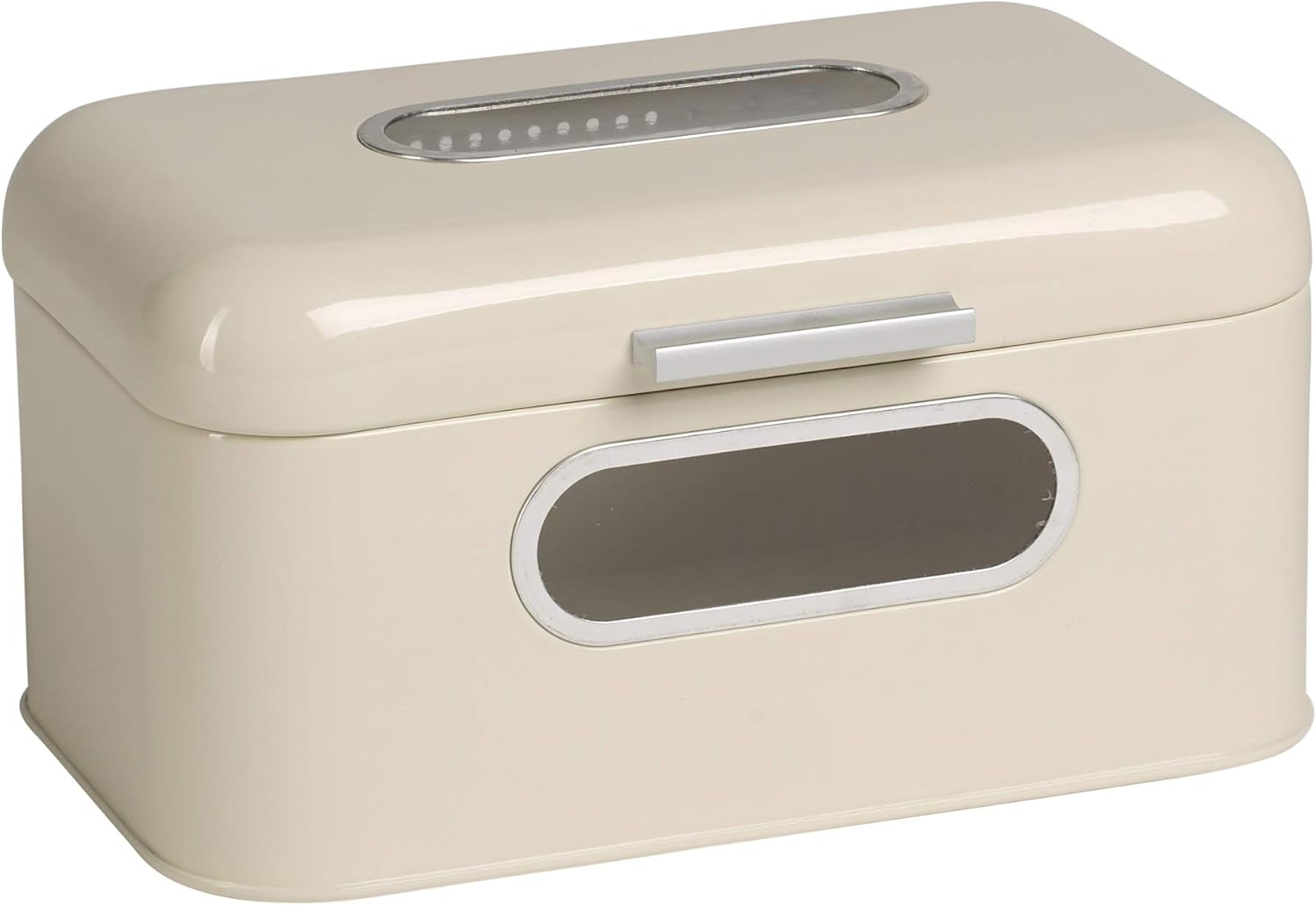 ECHTWERK Retro Brotkasten "Small" Creme aus Metall mit Sichtfenstern