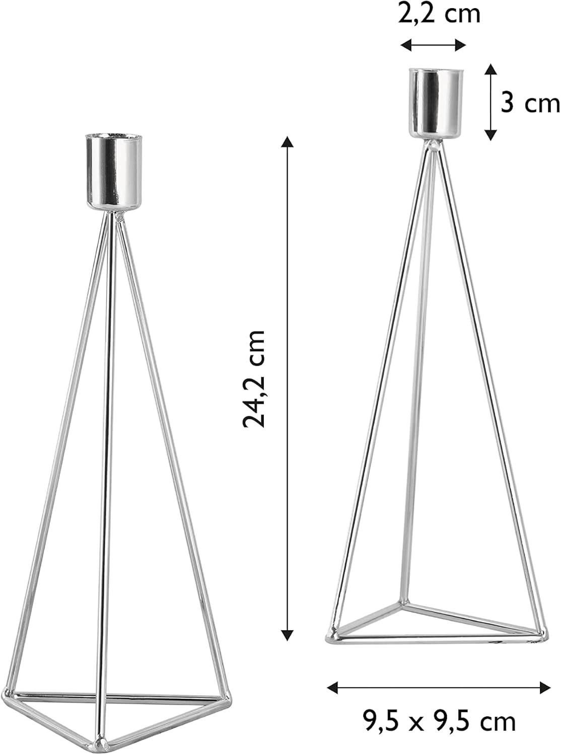 ECHTWERK 2-tlg. Teelicht-/ Kerzenhalter Set "Modern Big" Silber