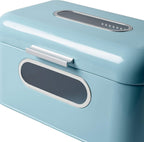 ECHTWERK Retro Brotkasten "Small" Hellblau aus Metall mit Sichtfenstern