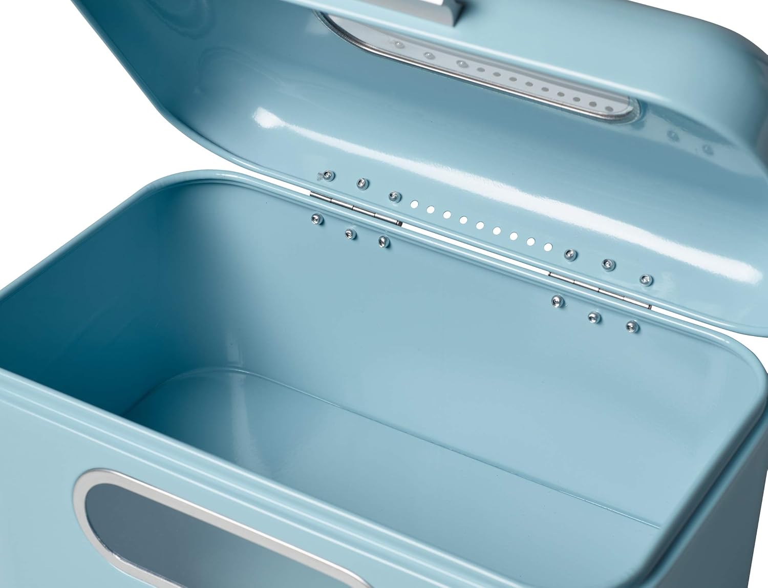 ECHTWERK Retro Brotkasten "Small" Hellblau aus Metall mit Sichtfenstern