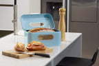 ECHTWERK Retro Brotkasten "Small" Hellblau aus Metall mit Sichtfenstern