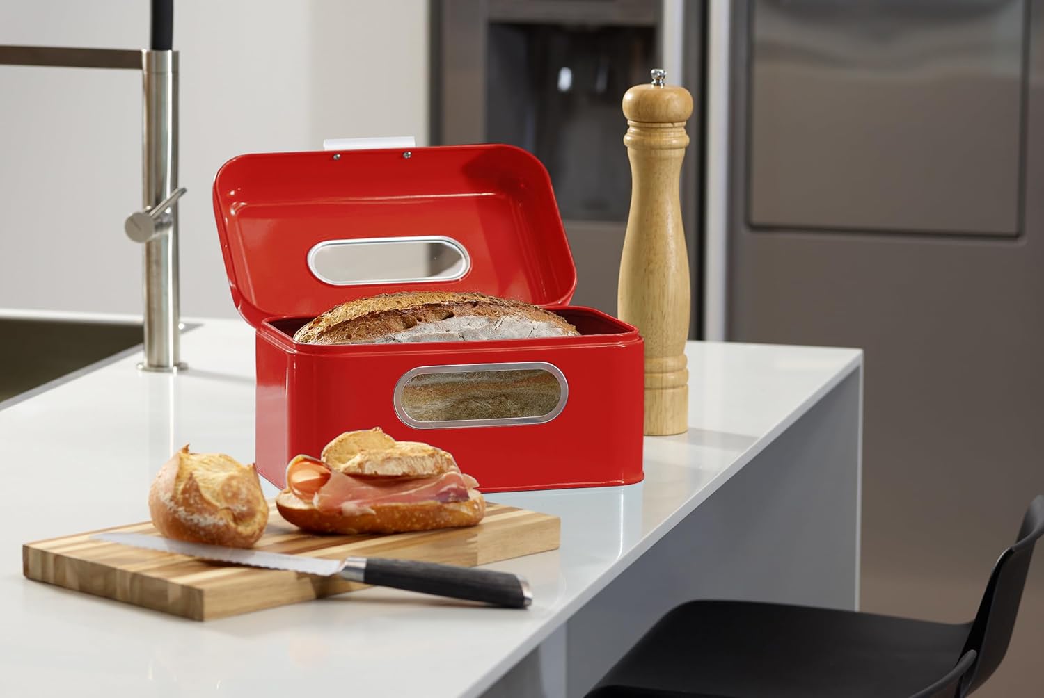 ECHTWERK Retro Brotkasten "Small" aus Metall mit Sichtfenstern