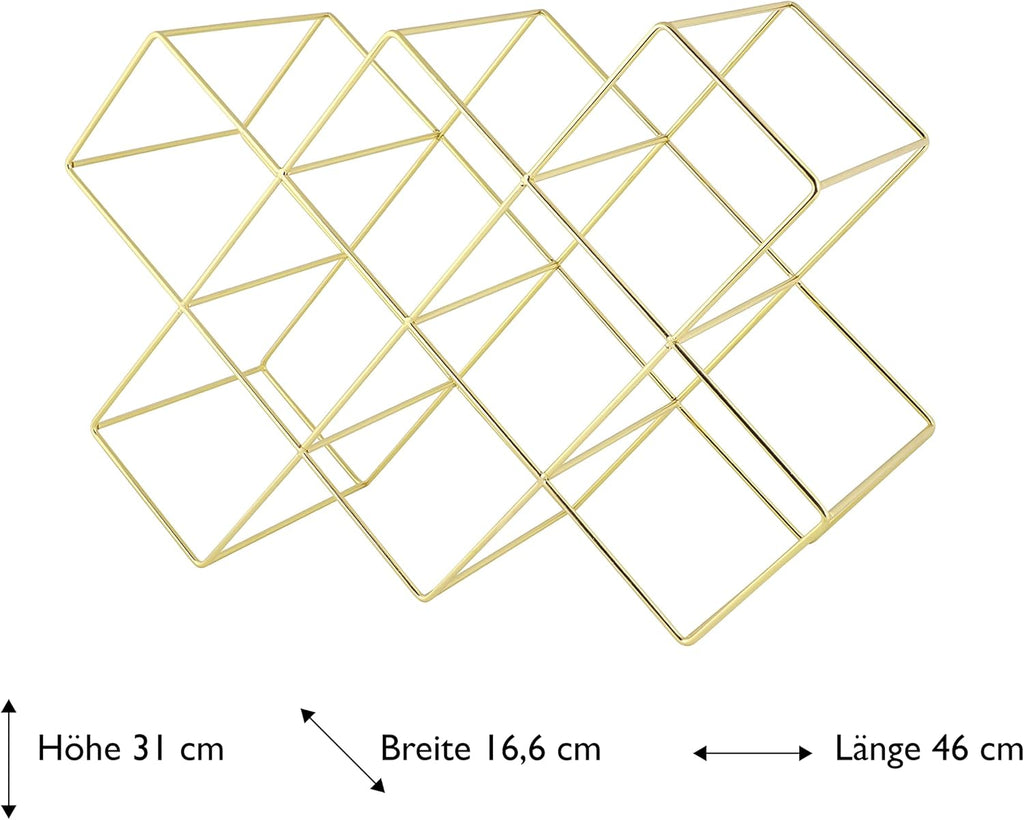 ECHTWERK Weinregal für bis zu 8 Flaschen Gold aus Metall