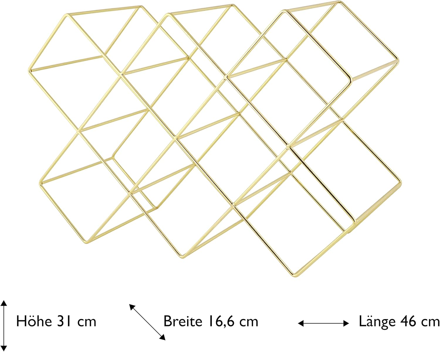 ECHTWERK Weinregal für bis zu 8 Flaschen Gold aus Metall