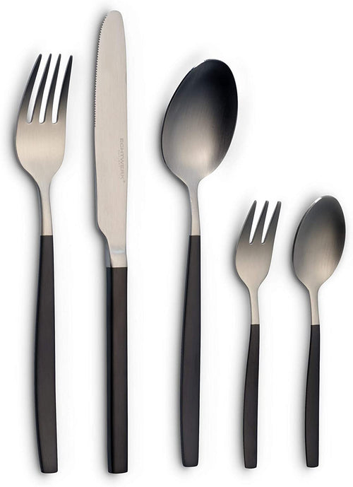 ECHTWERK Tafelbesteck Positano Due-Silver/Black Edition Schwarz aus Edelstahl