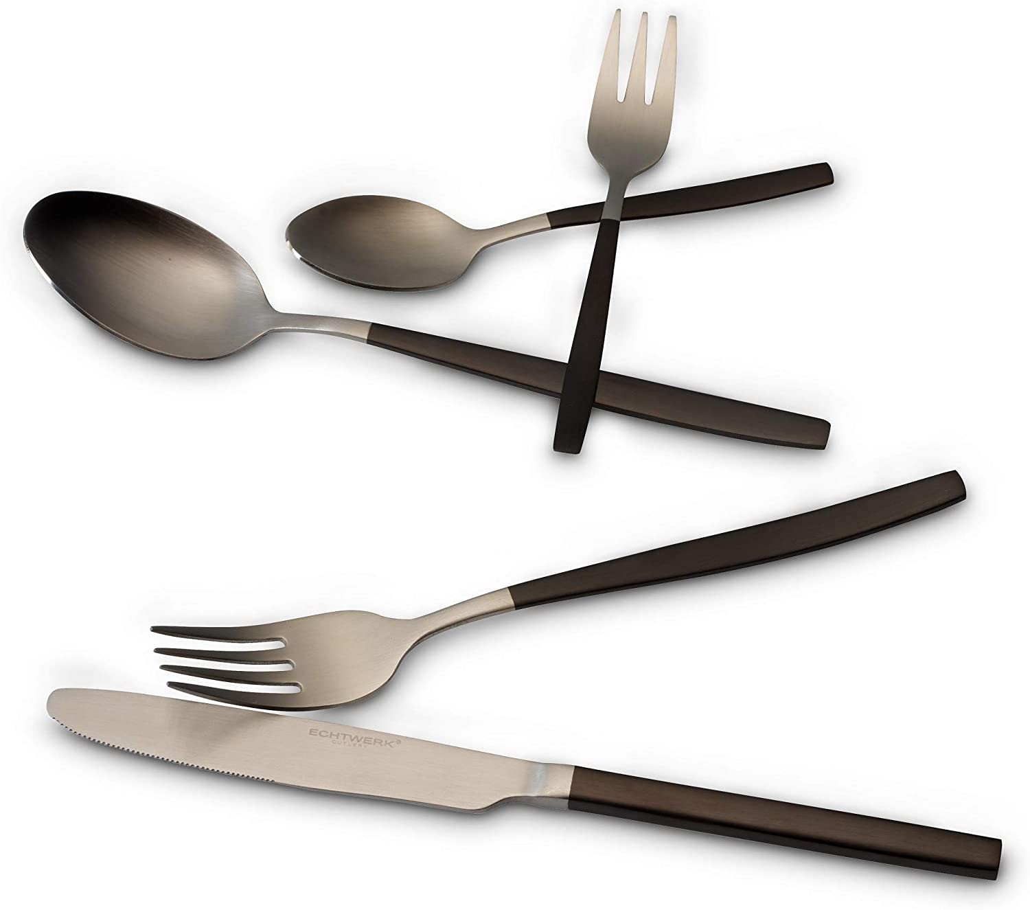 ECHTWERK Tafelbesteck Positano Due-Silver/Black Edition Schwarz aus Edelstahl