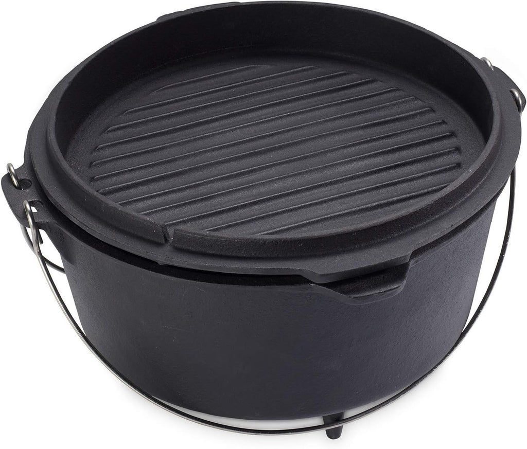 ECHTWERK Dutch Oven Feuertopf / Schmortopf Big 31,5 x 21 cm aus Gusseisen und Emaille-Beschichtung mit passendem Deckel
