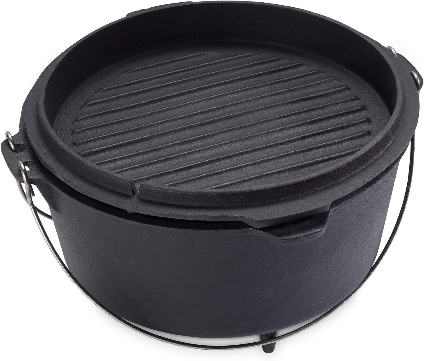 ECHTWERK Dutch Oven Feuertopf / Schmortopf Big 31,5 x 21 cm aus Gusseisen und Emaille-Beschichtung mit passendem Deckel