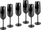 ECHTWERK Sektglas Champagnerglas Schwarz aus Edelstahl 250 ml
