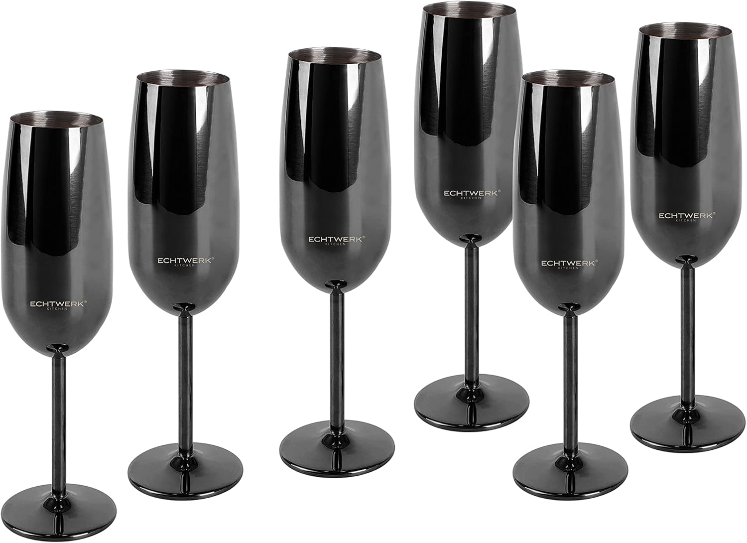 ECHTWERK Sektglas Champagnerglas Schwarz aus Edelstahl 250 ml