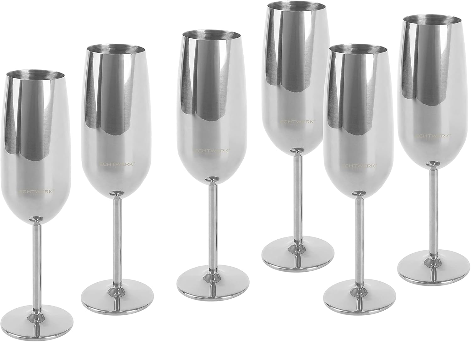 ECHTWERK Sektglas Champagnerglas Silber aus Edelstahl 250 ml