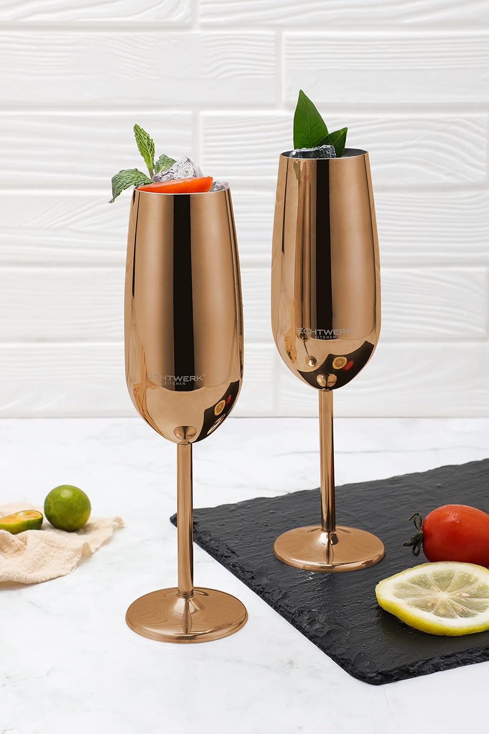 ECHTWERK Sektglas Champagnerglas Kupfer aus Edelstahl 250 ml