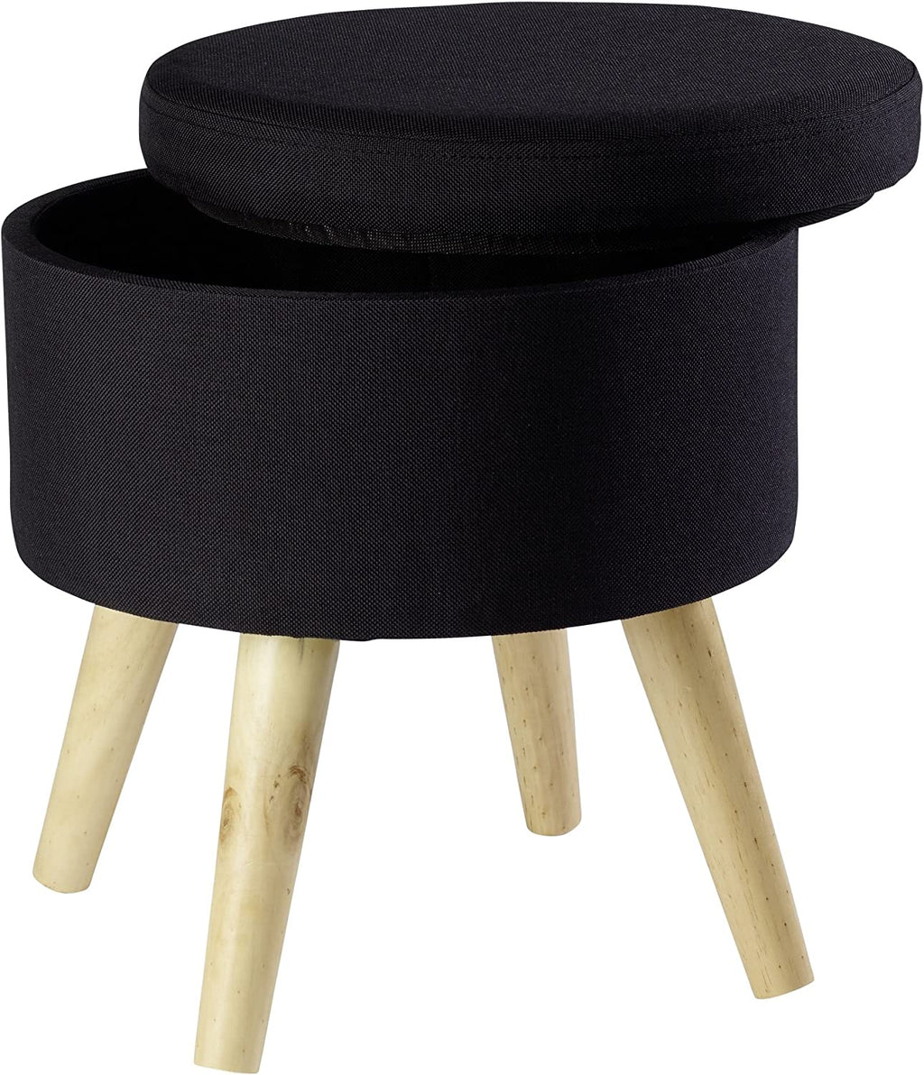 Sitzhocker "Max" mit Holzfüßen und Stauraum