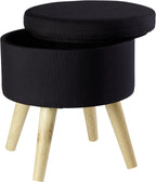 Sitzhocker "Max" mit Holzfüßen und Stauraum