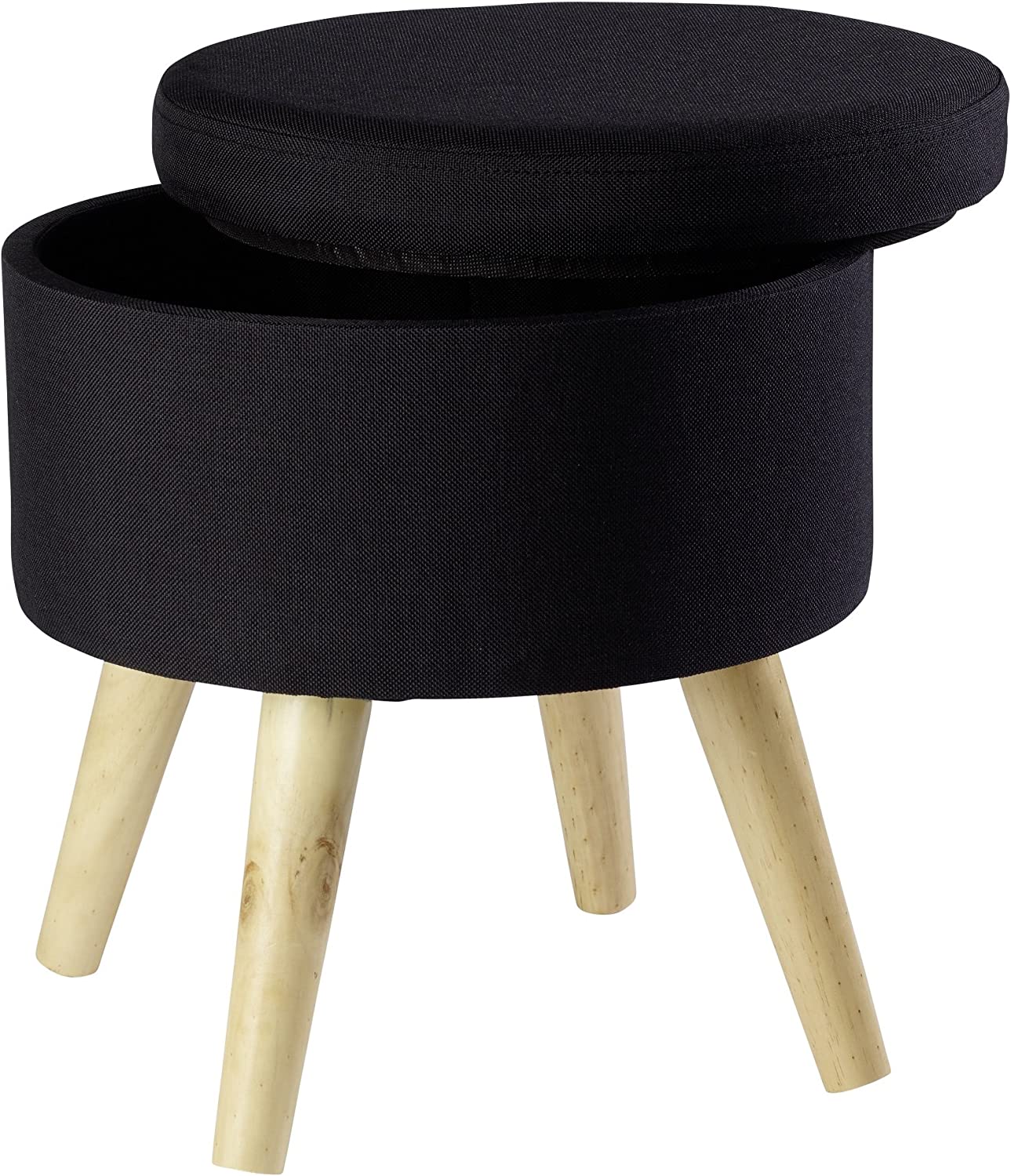 Sitzhocker "Max" mit Holzfüßen und Stauraum