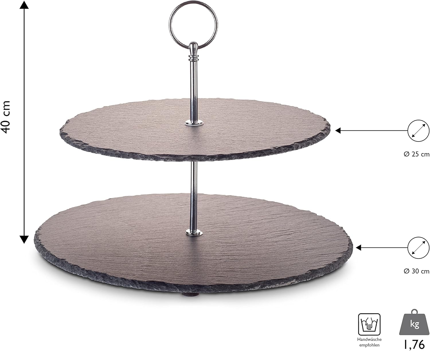 ECHTWERK EW-ET-1778 Etagere-/ Servier-Ablage für Gebäck Silber aus Metall