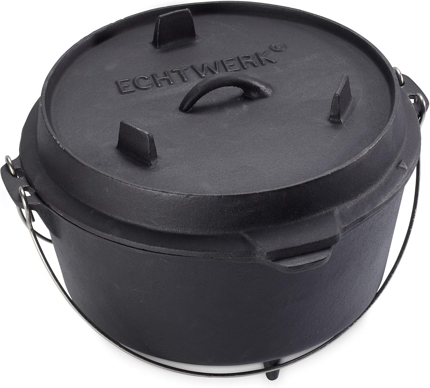 ECHTWERK Dutch Oven Feuertopf / Schmortopf Big 31,5 x 21 cm aus Gusseisen und Emaille-Beschichtung mit passendem Deckel