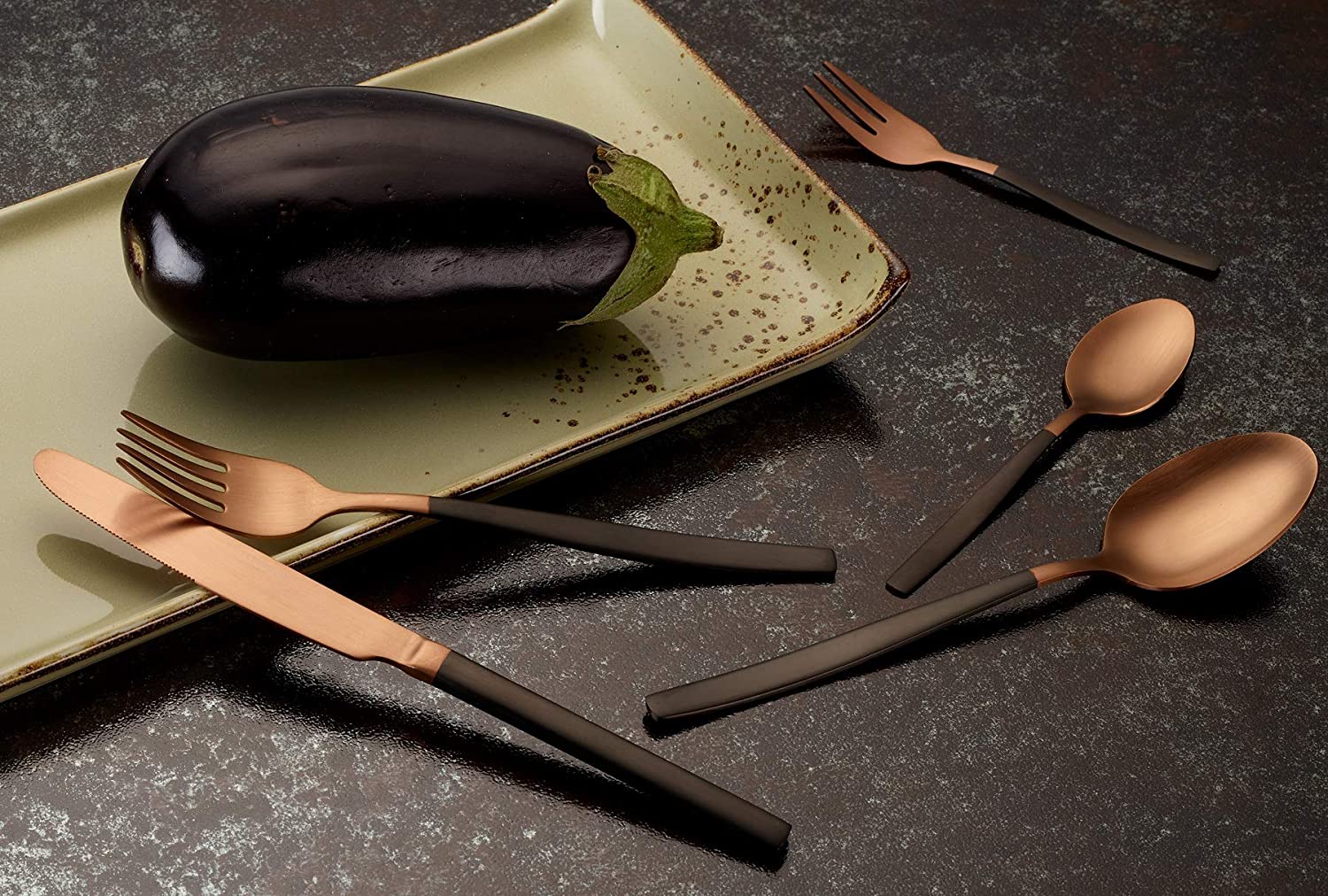 ECHTWERK Tafelbesteck Positano Due-Bronze/Black Edition Schwarz aus Edelstahl