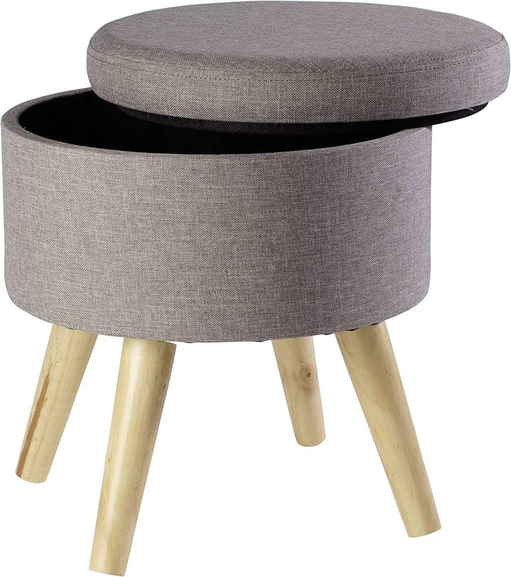 Sitzhocker "Max" mit Holzfüßen und Stauraum