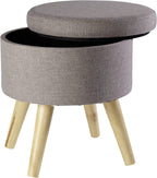 Sitzhocker "Max" mit Holzfüßen und Stauraum