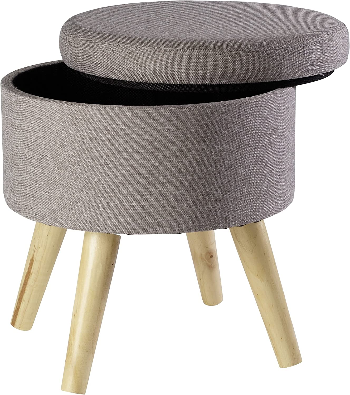 Sitzhocker "Max" mit Holzfüßen und Stauraum