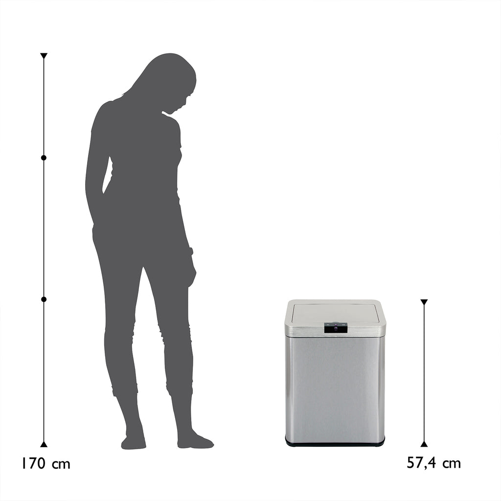 ECHTWERK Sensor-Abfalleimer Silber aus Edelstahl 48 Liter